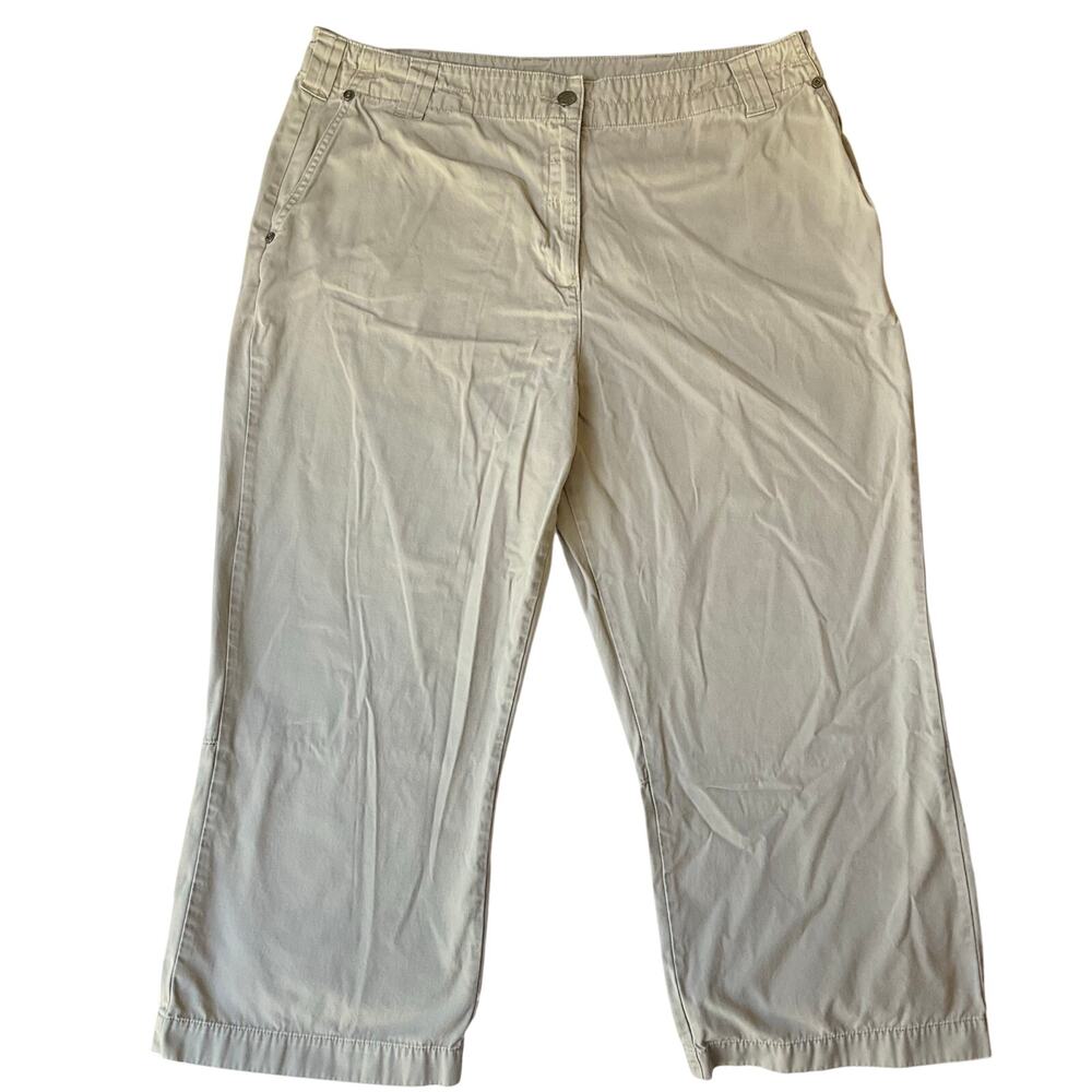 Woolrich Women Khaki Pants size 16 US Cropped Mid Rise Casual Natural Tan